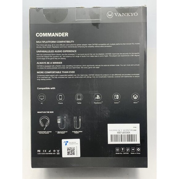 NEW - Vankyo CM7000 Commander Red & Black Gaming Headset w/ Mic - Picture 2 of 6